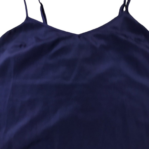 Slip Dress Navy Blue Small Strappy V Neck Adjustable Silky Look Cocktail - Picture 5 of 10